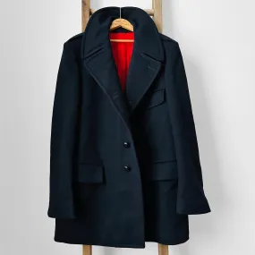 1980s Dark Navy Blue Red Interior Heavy Wool Jacket - Sz. L