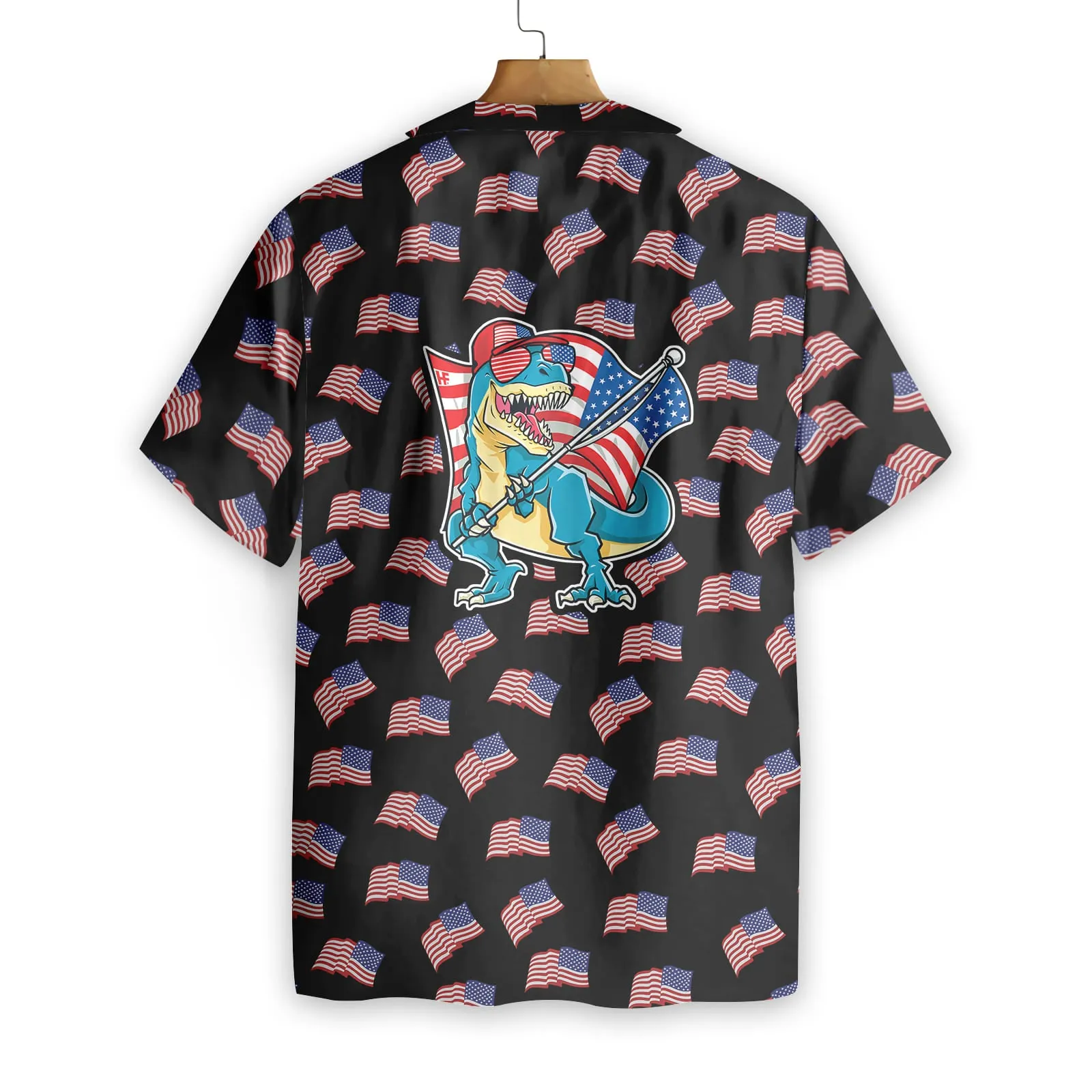 American Flag T-Rex Hawaiian Shirt