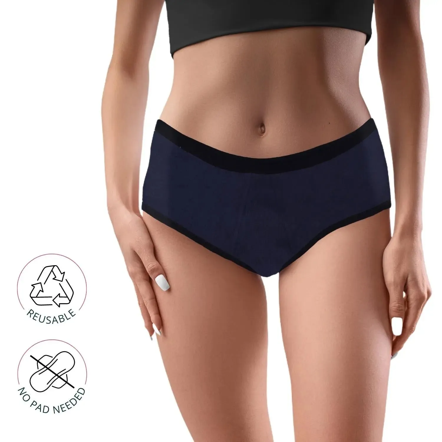 Antimicrobial Lining Leak Proof Period Underwear | Navy Blue | Reusable | No Pad Needed