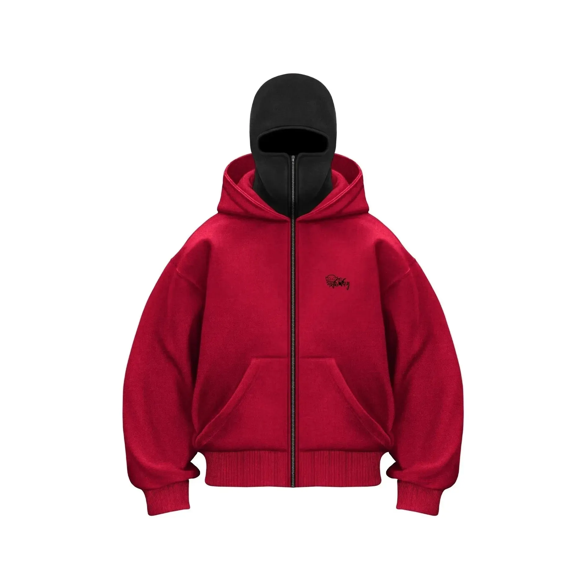 Balaclava Layered Double Zip Hoodie