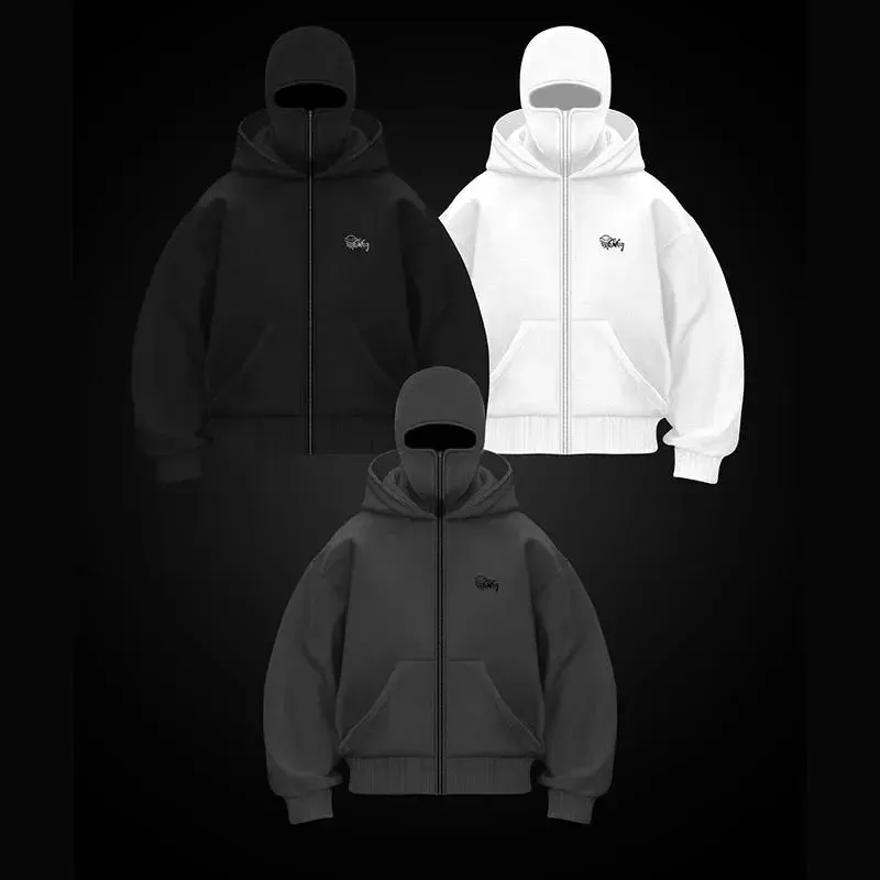 Balaclava Layered Double Zip Hoodie