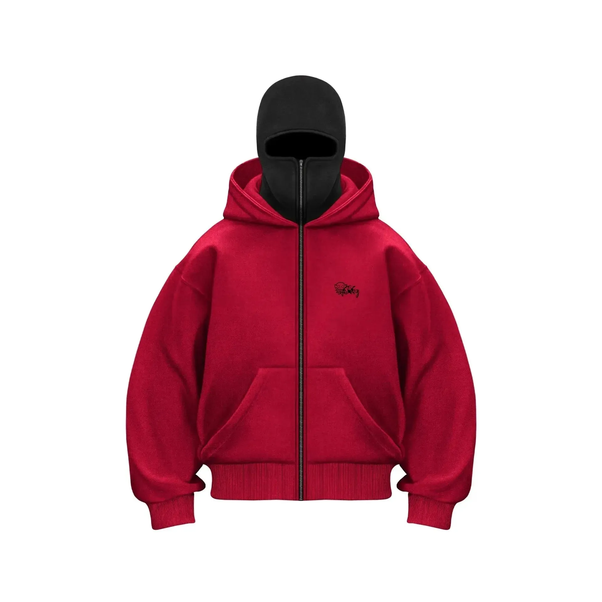 Balaclava Layered Double Zip Hoodie