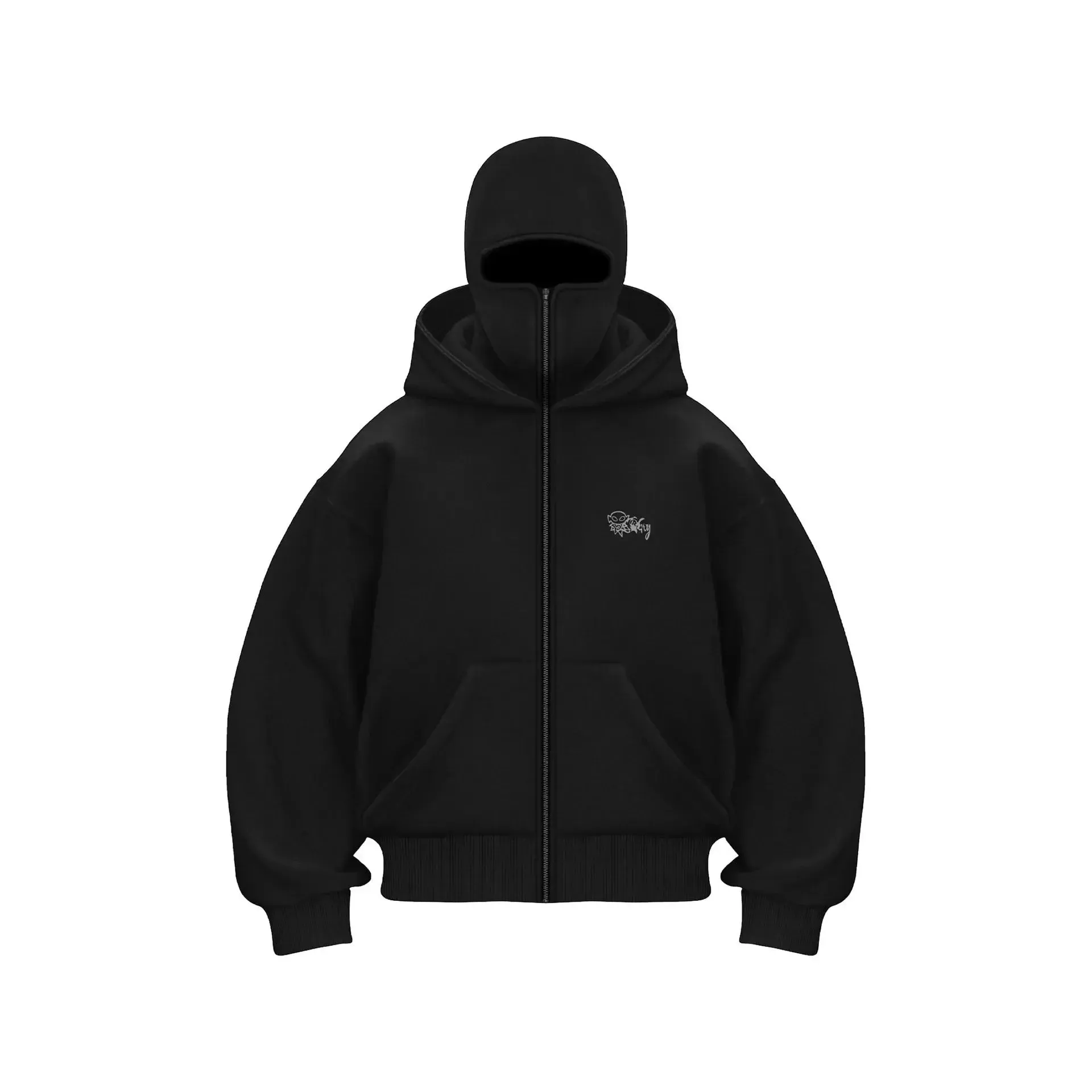 Balaclava Layered Double Zip Hoodie