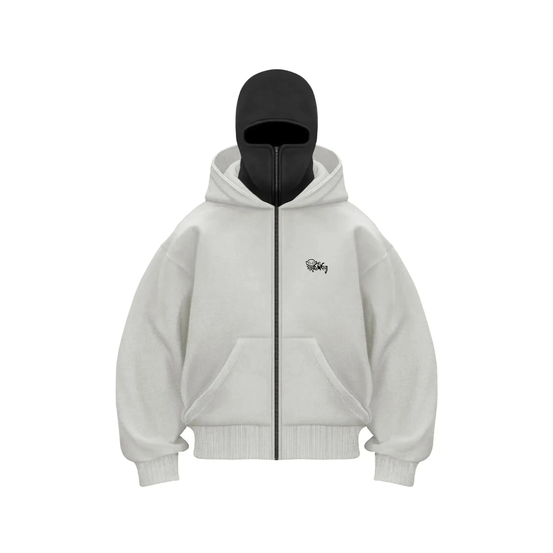 Balaclava Layered Double Zip Hoodie