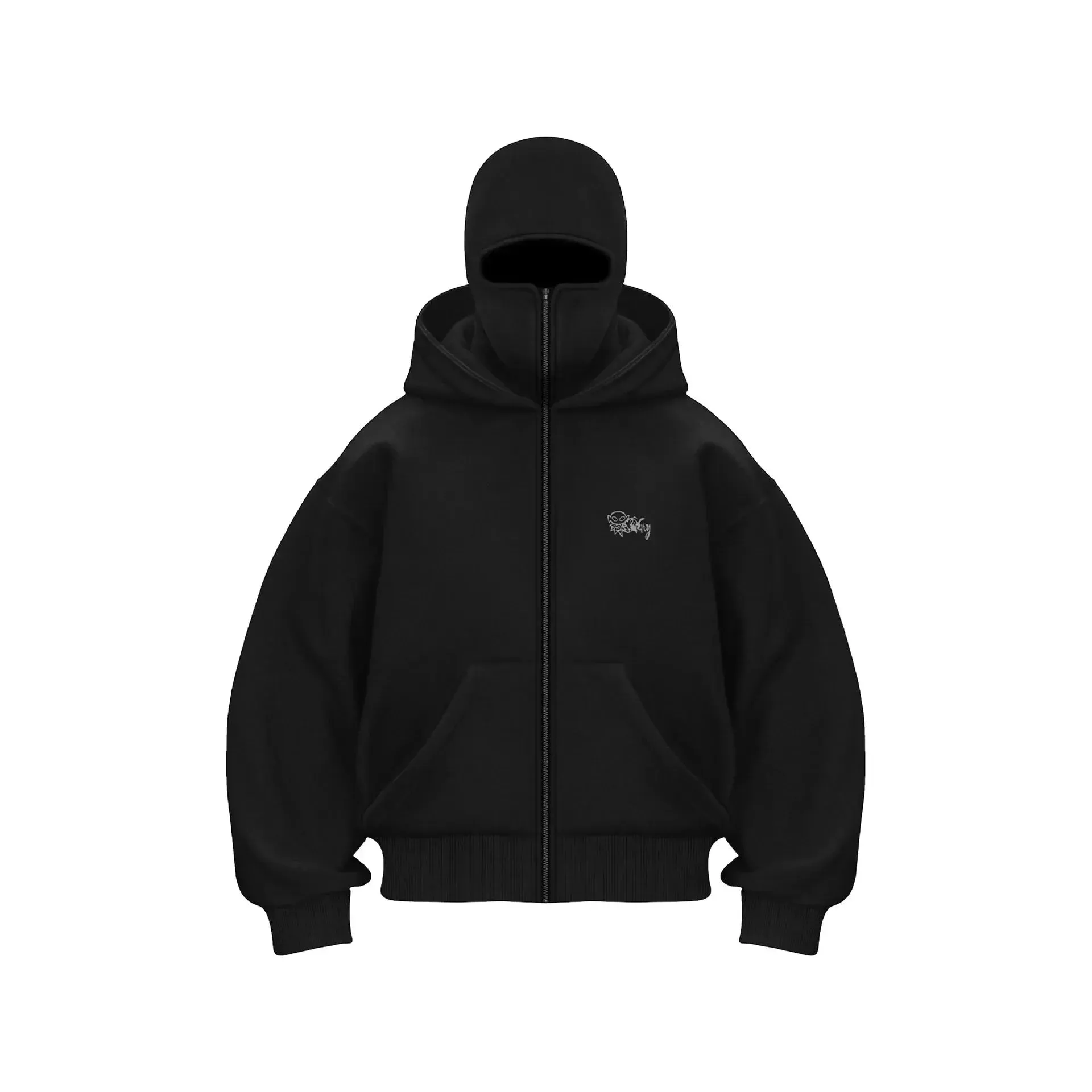 Balaclava Layered Double Zip Hoodie
