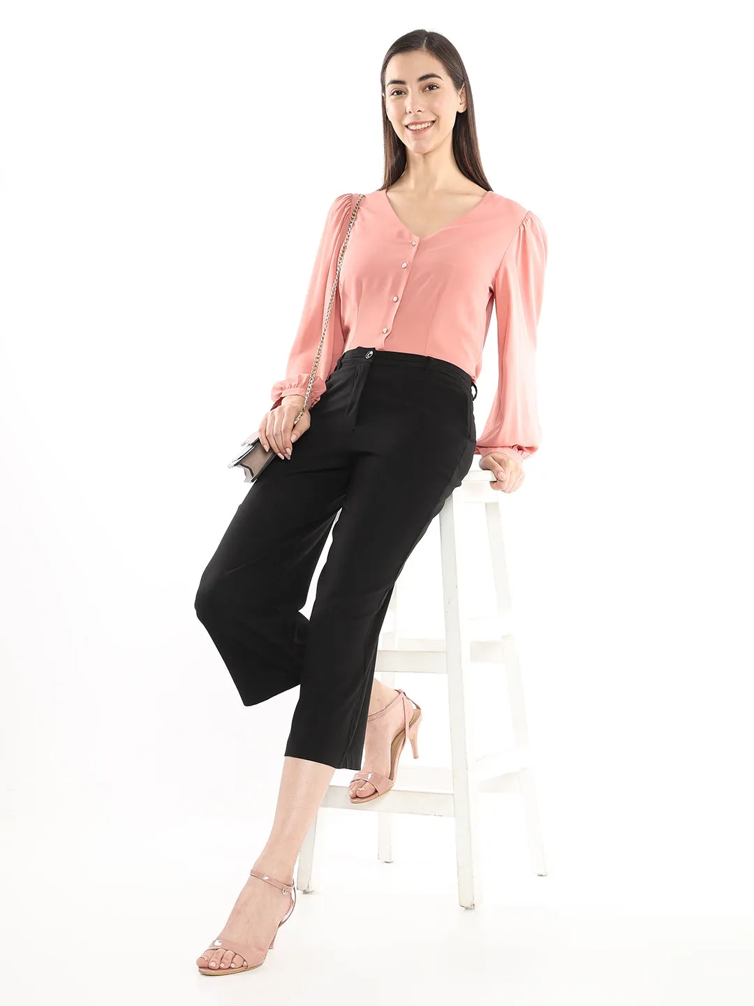 Bella Black Formal 3/4th Straight Pants