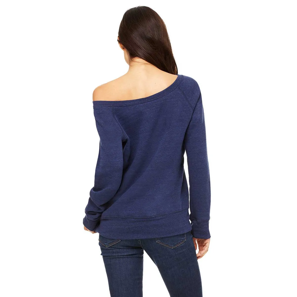 Bella   Canvas Women's Navy Triblend Wide Neck Sweatshirt