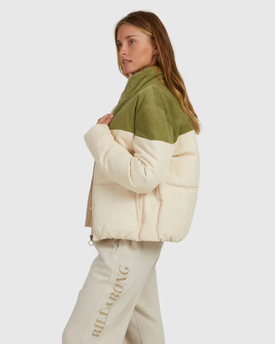 Billabong Lakeside Cord Puffer Jacket - White Sand