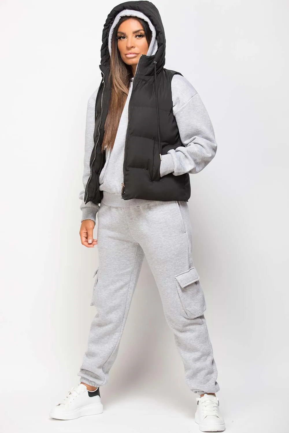 Black Hooded Gilet Sleeveless Jacket