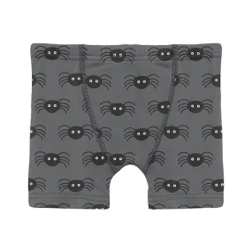 Boy's Print Bamboo Boxer Brief - Stone Spiders