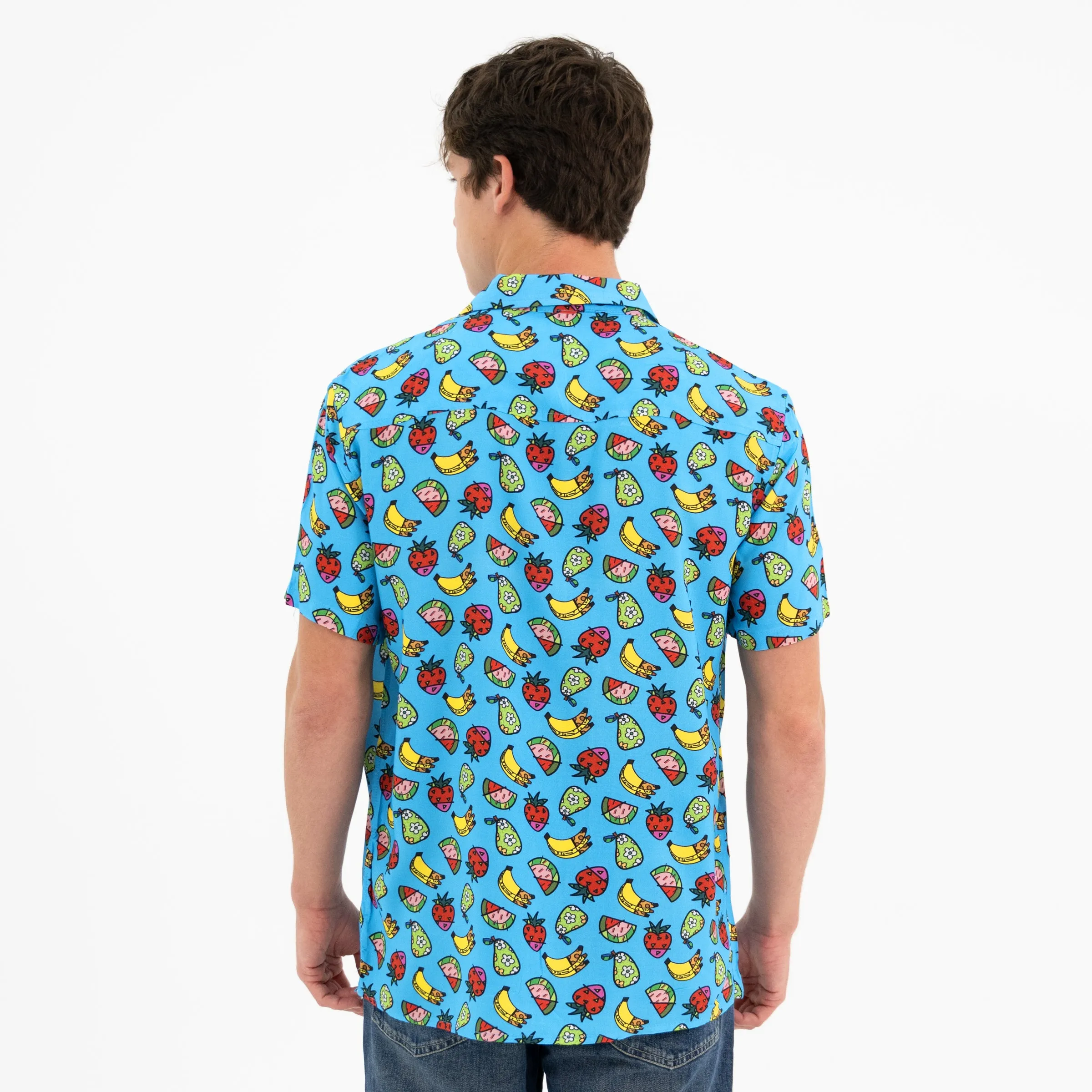 BRITTO® MEN'S SHORT SLEEVE BUTTON DOWN SHIRT -  FRUITS