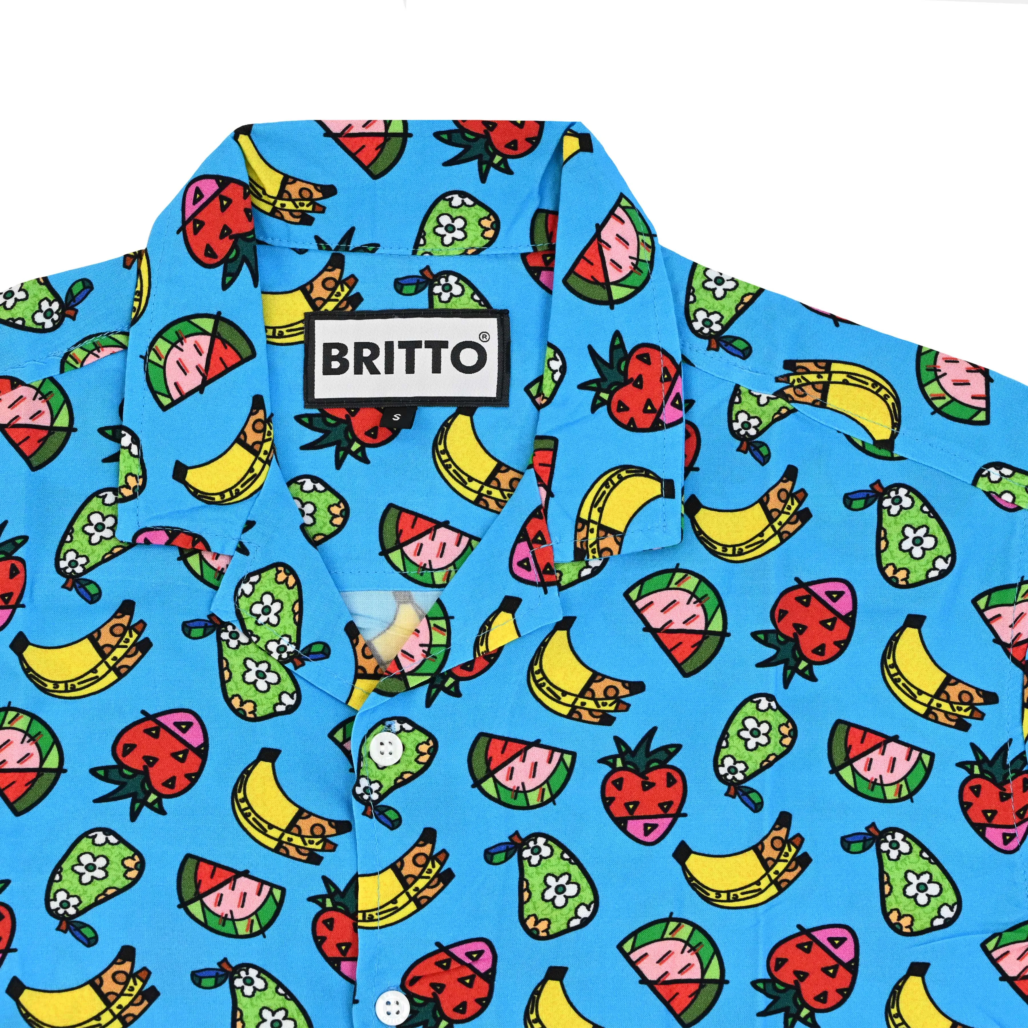 BRITTO® MEN'S SHORT SLEEVE BUTTON DOWN SHIRT -  FRUITS