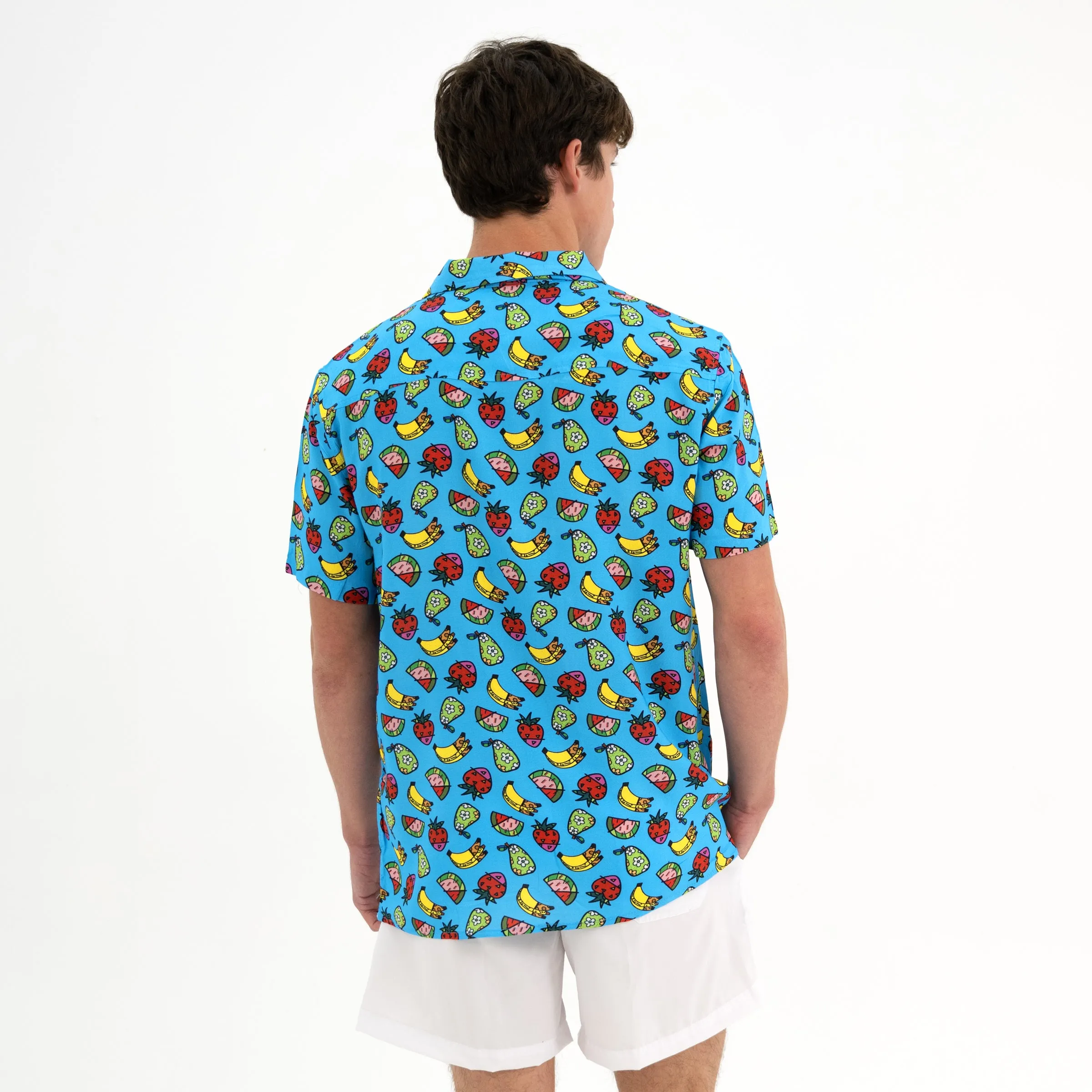 BRITTO® MEN'S SHORT SLEEVE BUTTON DOWN SHIRT -  FRUITS