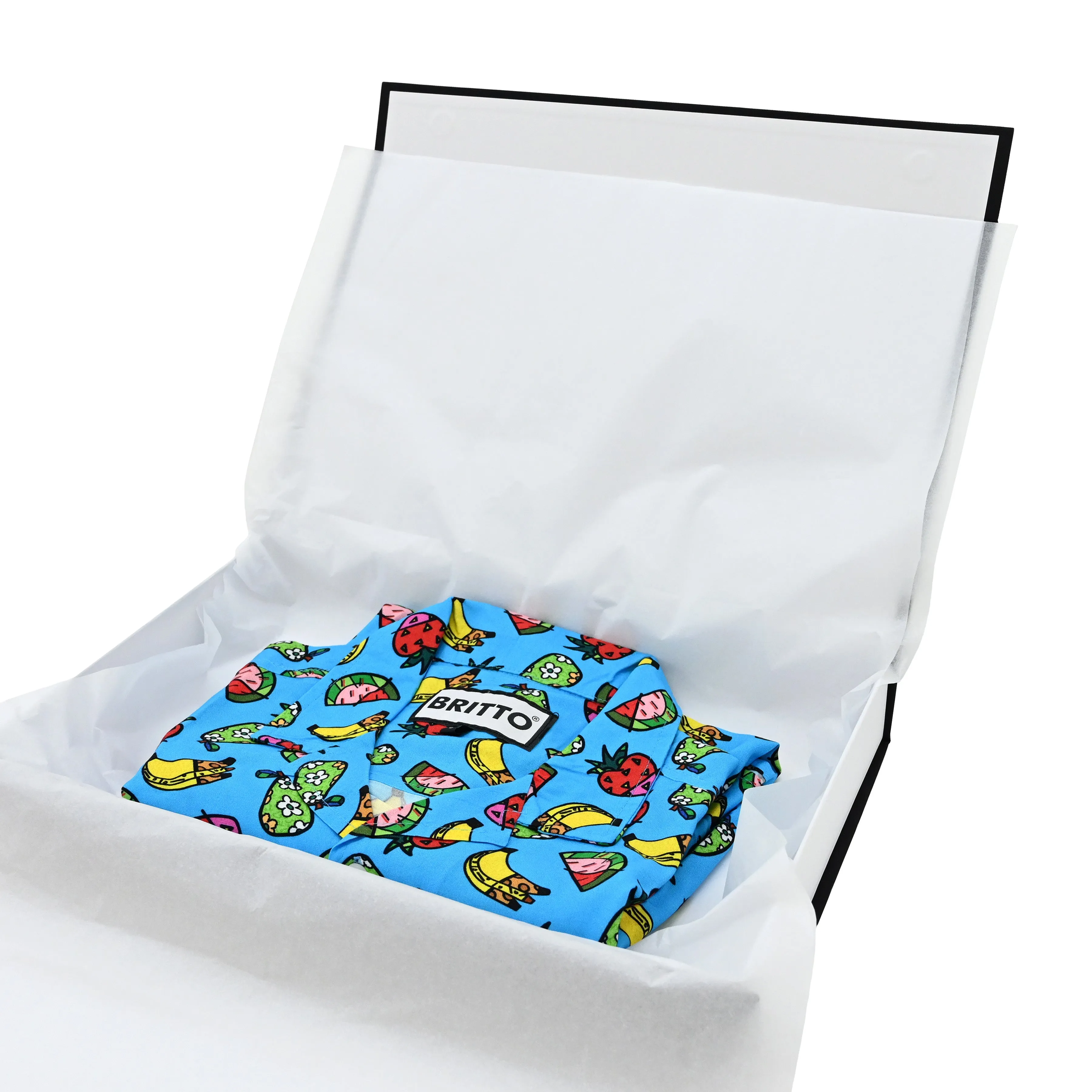 BRITTO® MEN'S SHORT SLEEVE BUTTON DOWN SHIRT -  FRUITS
