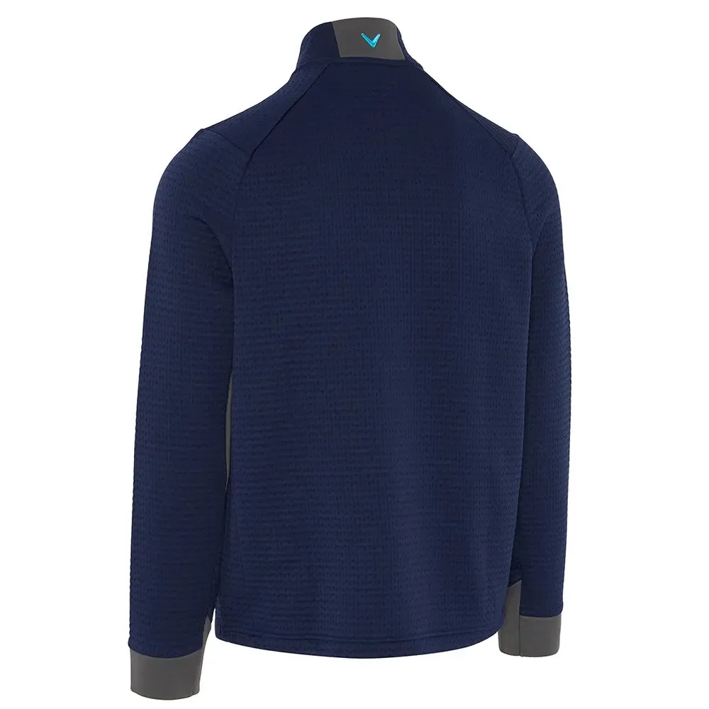 Callaway Mens Midweight Textured 1/4 Zip Golf Fleece - CGKFD038 - Peacoat/Scuba Blue