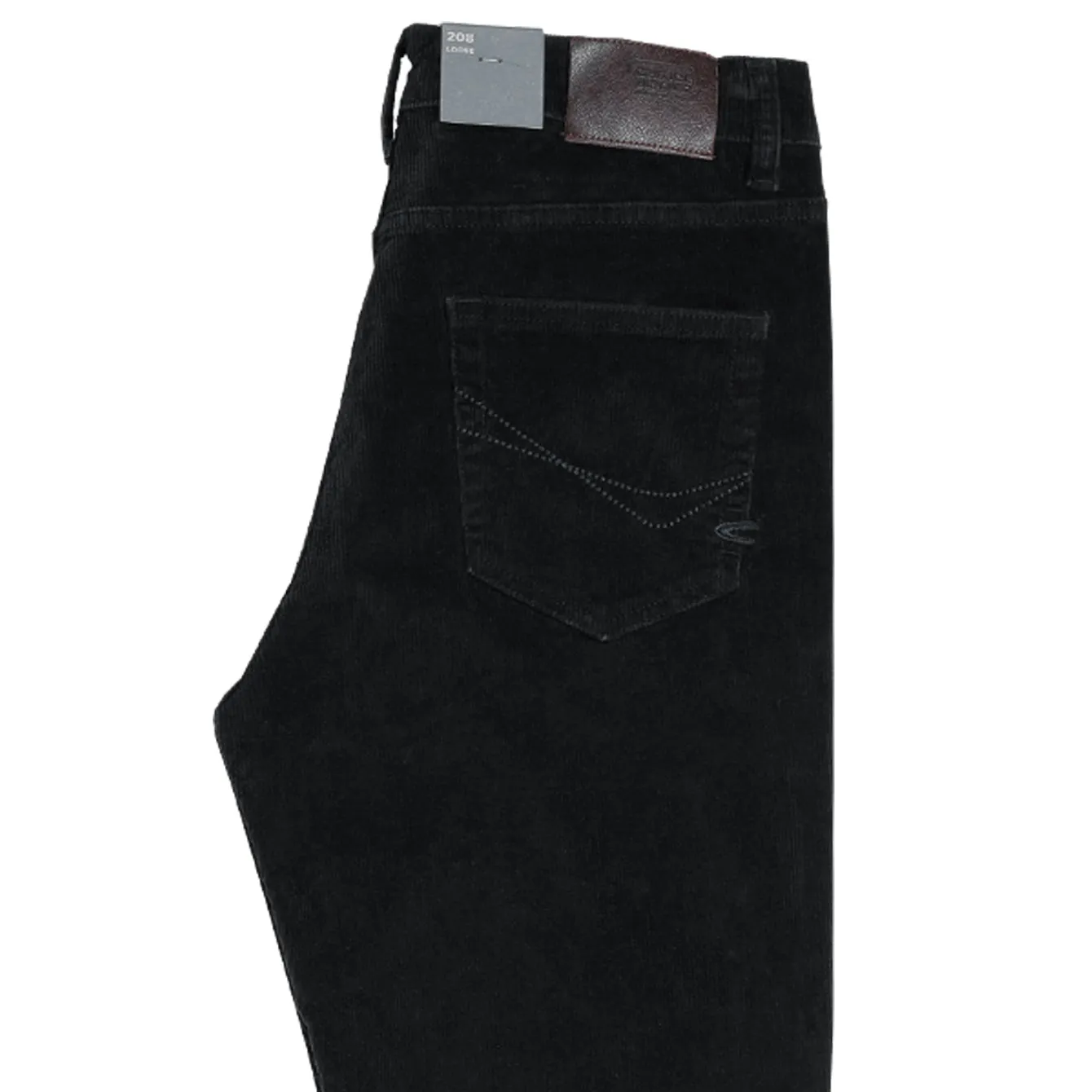 Chino Trousers in 208 Loose Fit with 5 Pockets in Black Cotton Spandex Corduroy