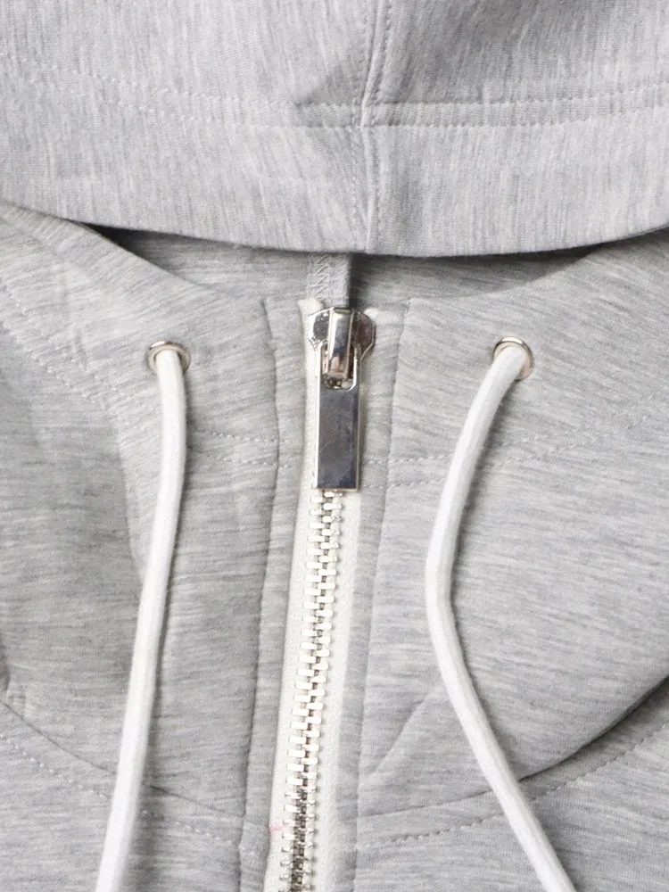 Colorblock Spliced Drawstring Sweatershirts For Women Hooded Long Sleeve Patchwork Zipper Chic Sweatershirt Female