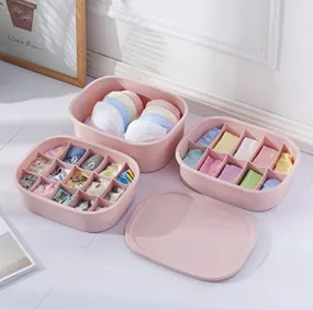 CONRUSER Closet Underwear Organizer Drawer Underwear Organizer Bras Panties Socks Storage Box ?Set of 3?- Pink
