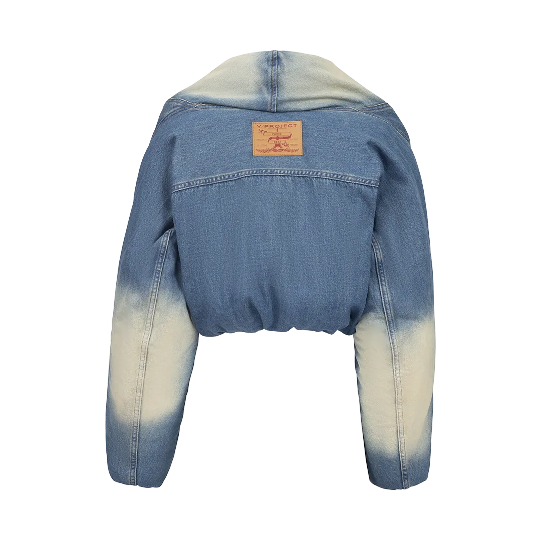 Cropped Denim Puffer Jacket