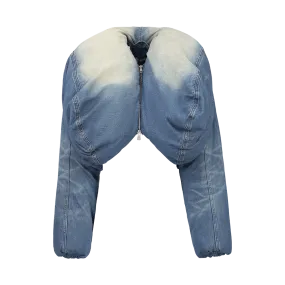 Cropped Denim Puffer Jacket
