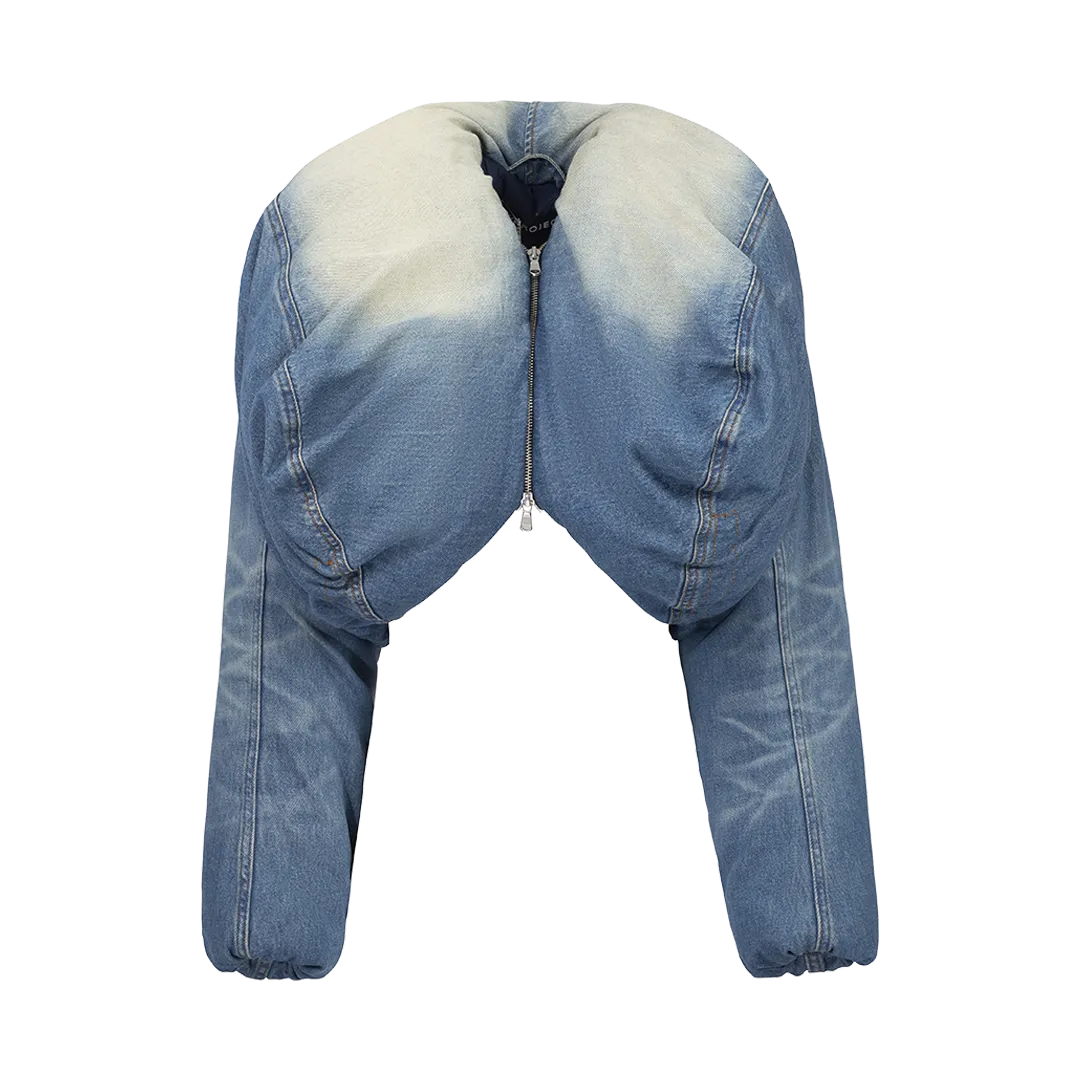 Cropped Denim Puffer Jacket