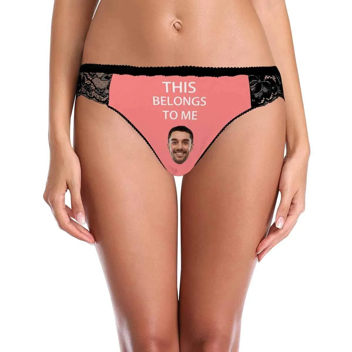 Custom Sexy Underwear Personalized Face Belongs Women's Lace Panty Funny Lovers Gift