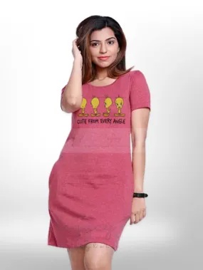 Cute From Every Angel Printed Long T-shirt For Women's