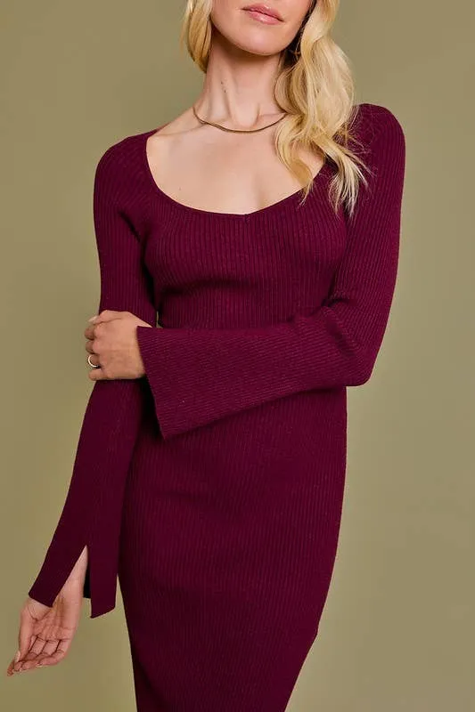 Dakota Long Sleeve Sweater Midi Dress