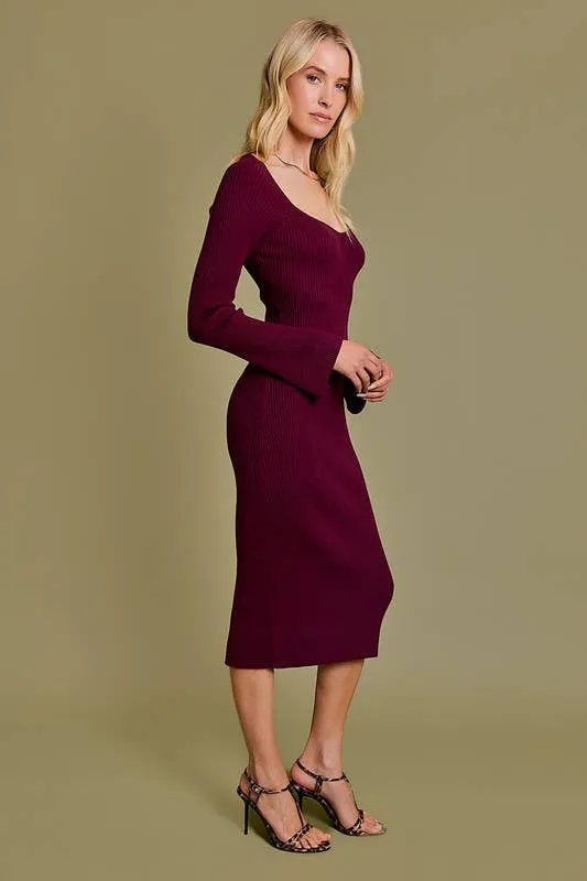 Dakota Long Sleeve Sweater Midi Dress