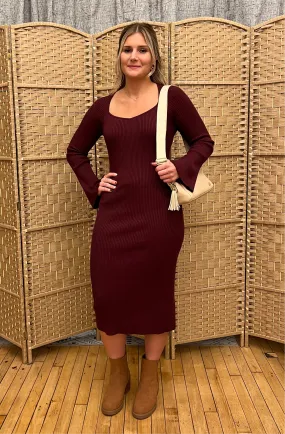 Dakota Long Sleeve Sweater Midi Dress