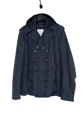 Dsquared2 Nylon Hooded Cotton Double Breasted Peacoat