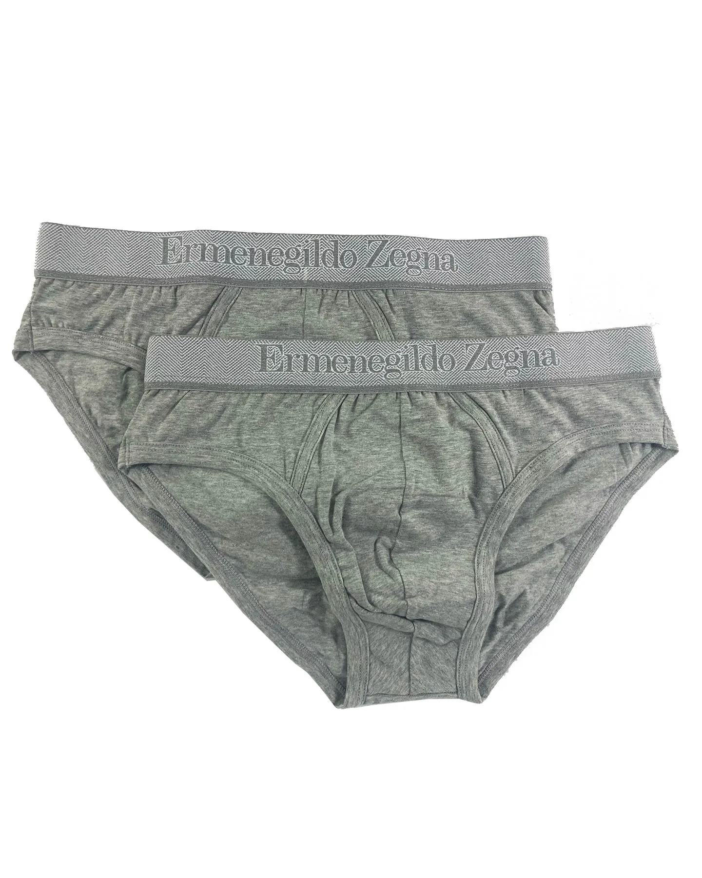 Ermenegildo Zegna Underwear Gray Stretch Cotton Midi Brief 2 Pack XXL SALE