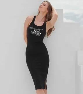Fox on a bike midi women dress with a slit