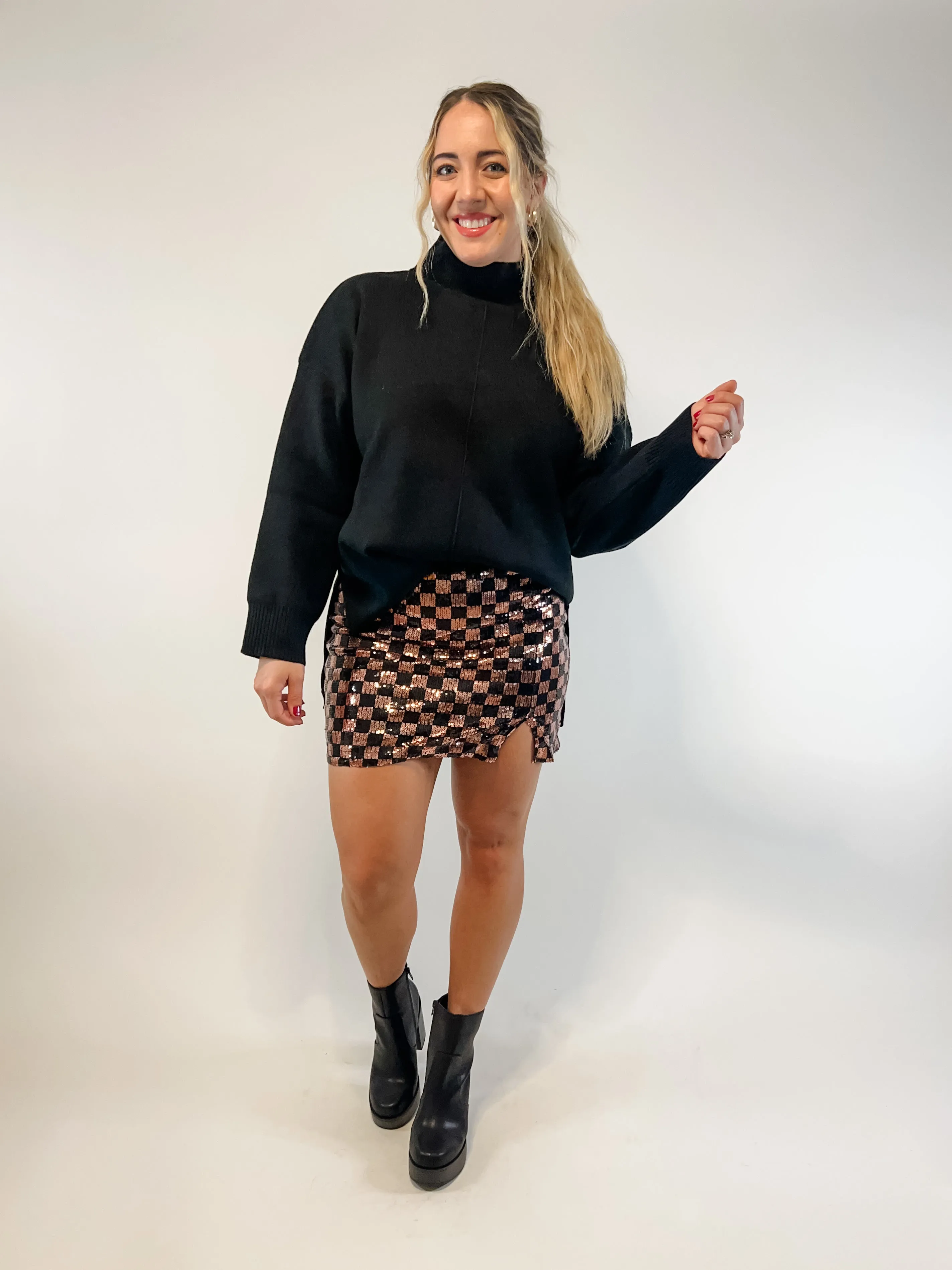 Glam Girl Checkered Mini Skirt