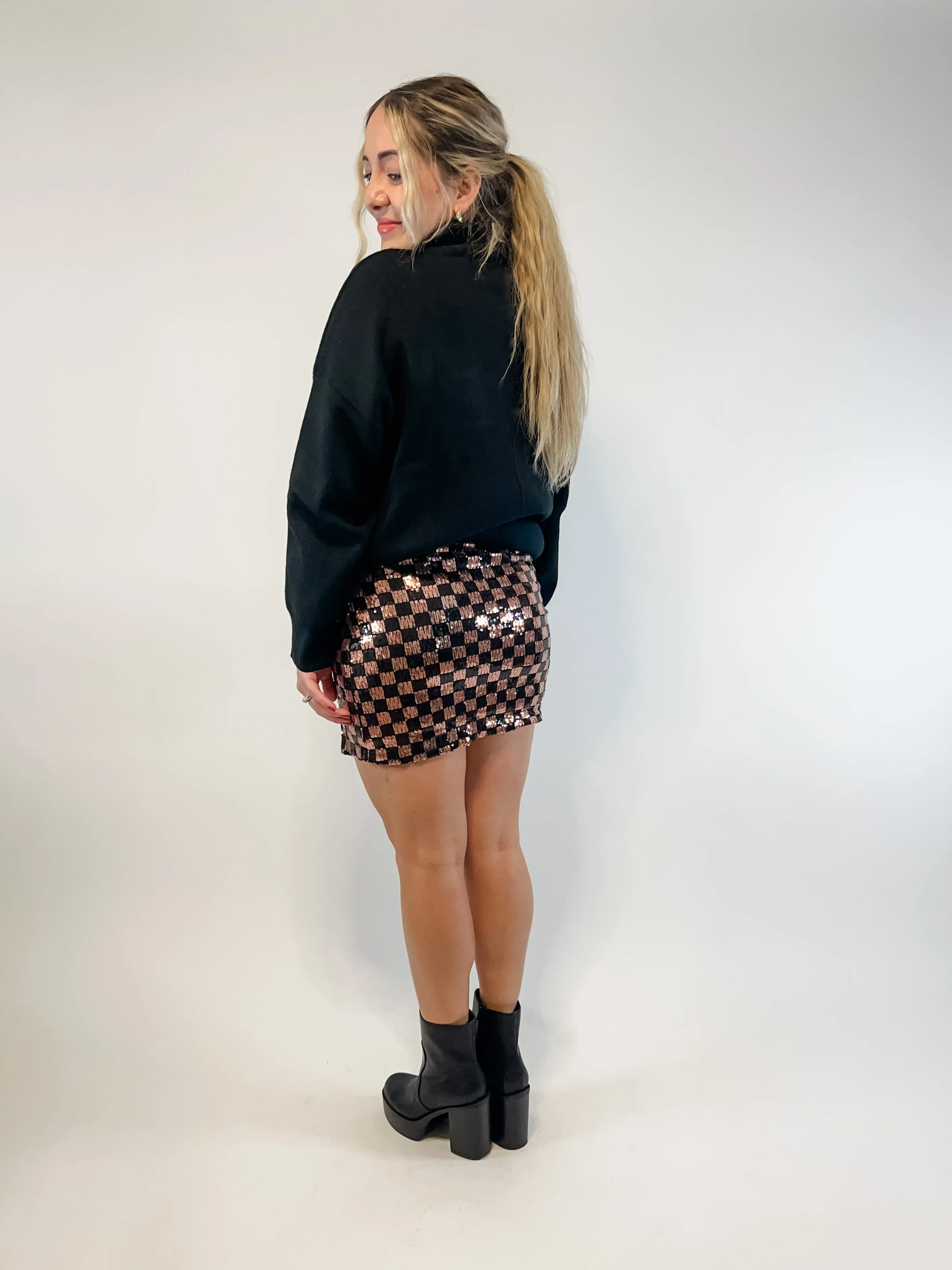 Glam Girl Checkered Mini Skirt
