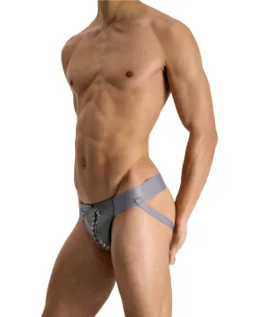 Grey Leather Jockstrap
