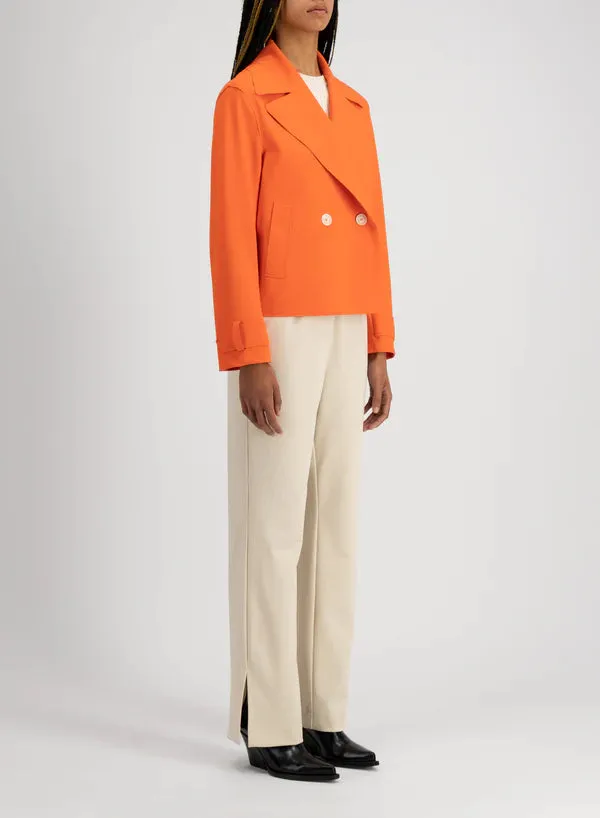 Harris Wharf Cropped Peacoat Scuba - Bright Coral