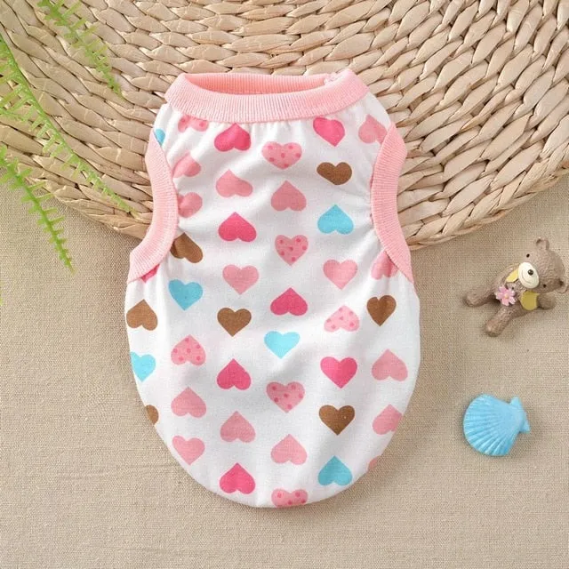 Heart Darling Pattern Summer Outfit Puppy Tank Top