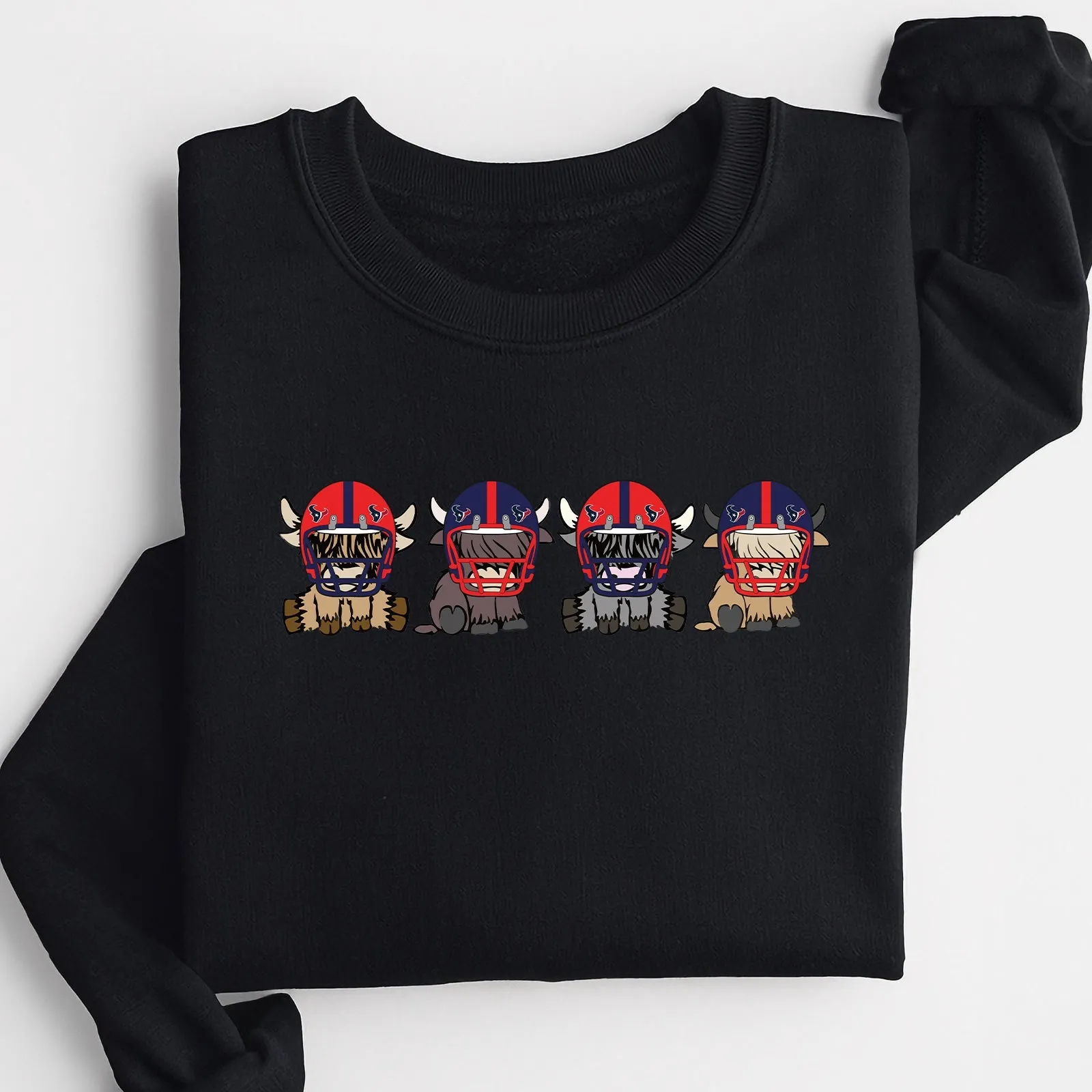 Houston Texans Highland Cow Football Team Football Lovers Gift Unisex Crewneck Hoodie Sweatshirt
