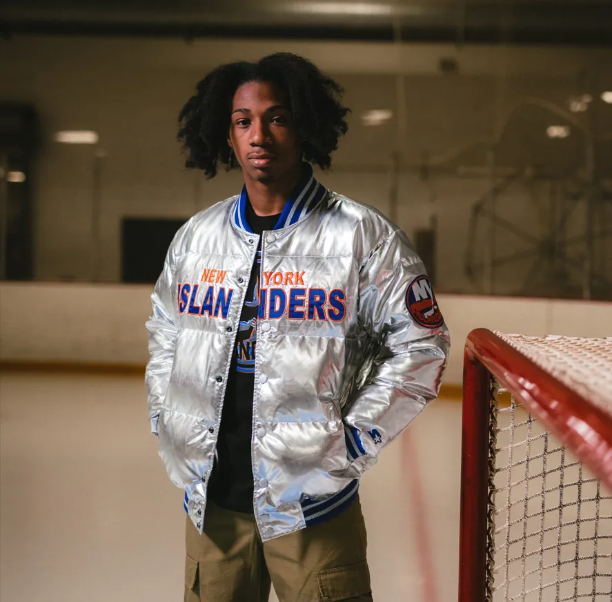 Islanders Platinum Ice Metallic Puffer Jacket