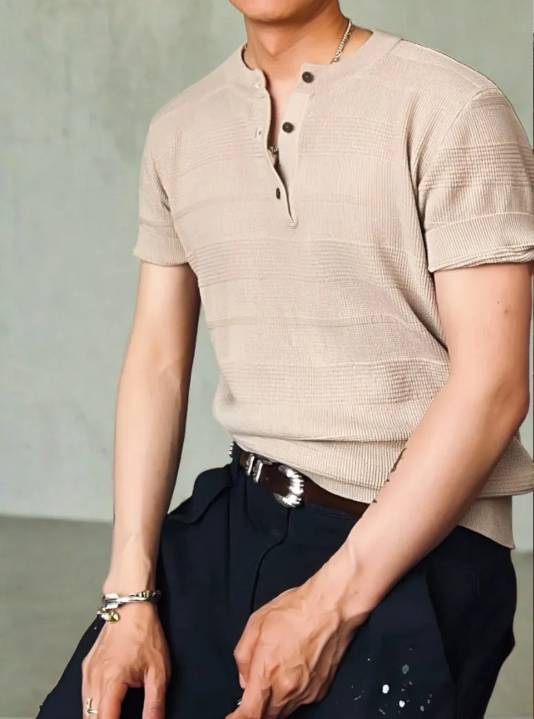 Kaze - Knitted Henly Collar Shirt