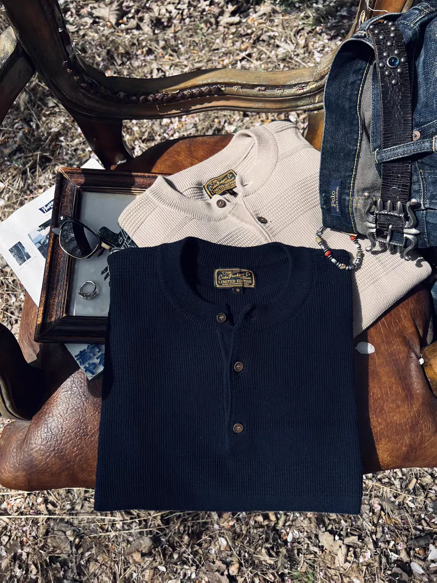 Kaze - Knitted Henly Collar Shirt