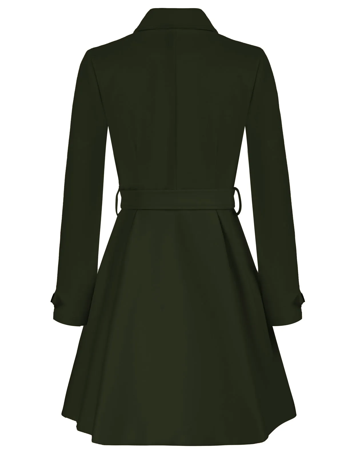 Lapel Collar Peacoat with Belt Above Knee Double Breasted Overcoat