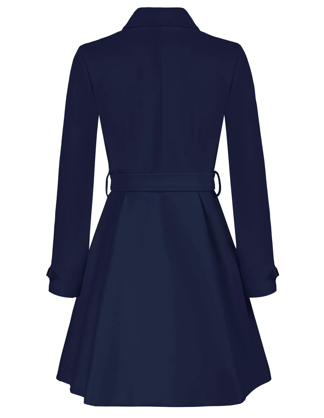 Lapel Collar Peacoat with Belt Above Knee Double Breasted Overcoat