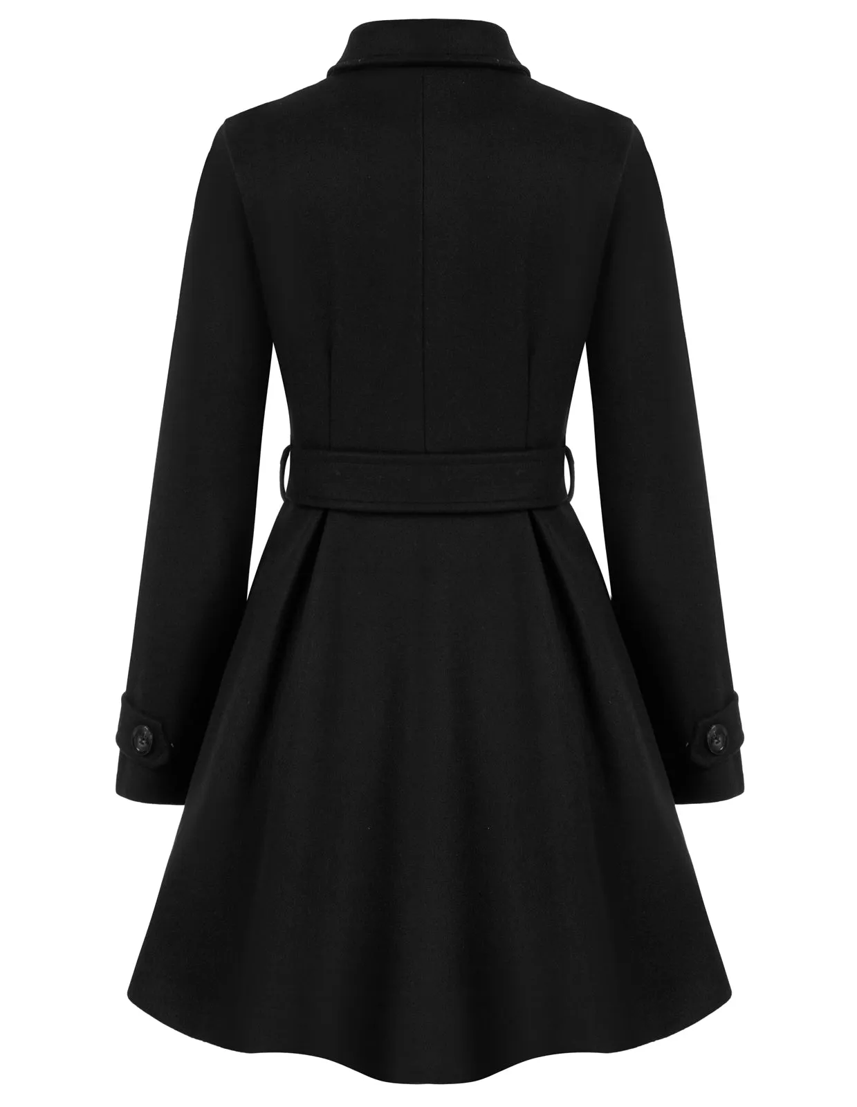 Lapel Collar Peacoat with Belt Above Knee Double Breasted Overcoat