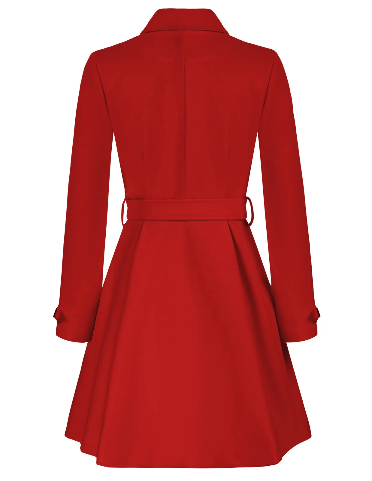 Lapel Collar Peacoat with Belt Above Knee Double Breasted Overcoat