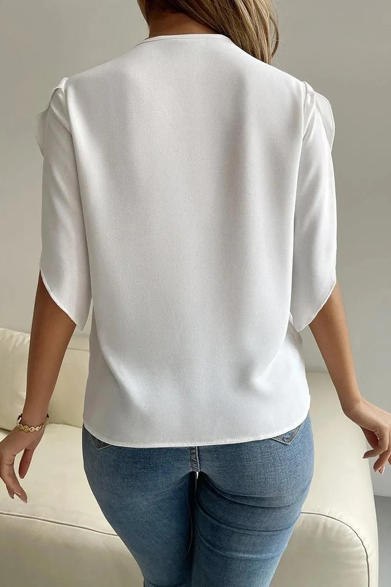 LAYERED V NECK ANGEL SLEEVED BLOUSE TOP