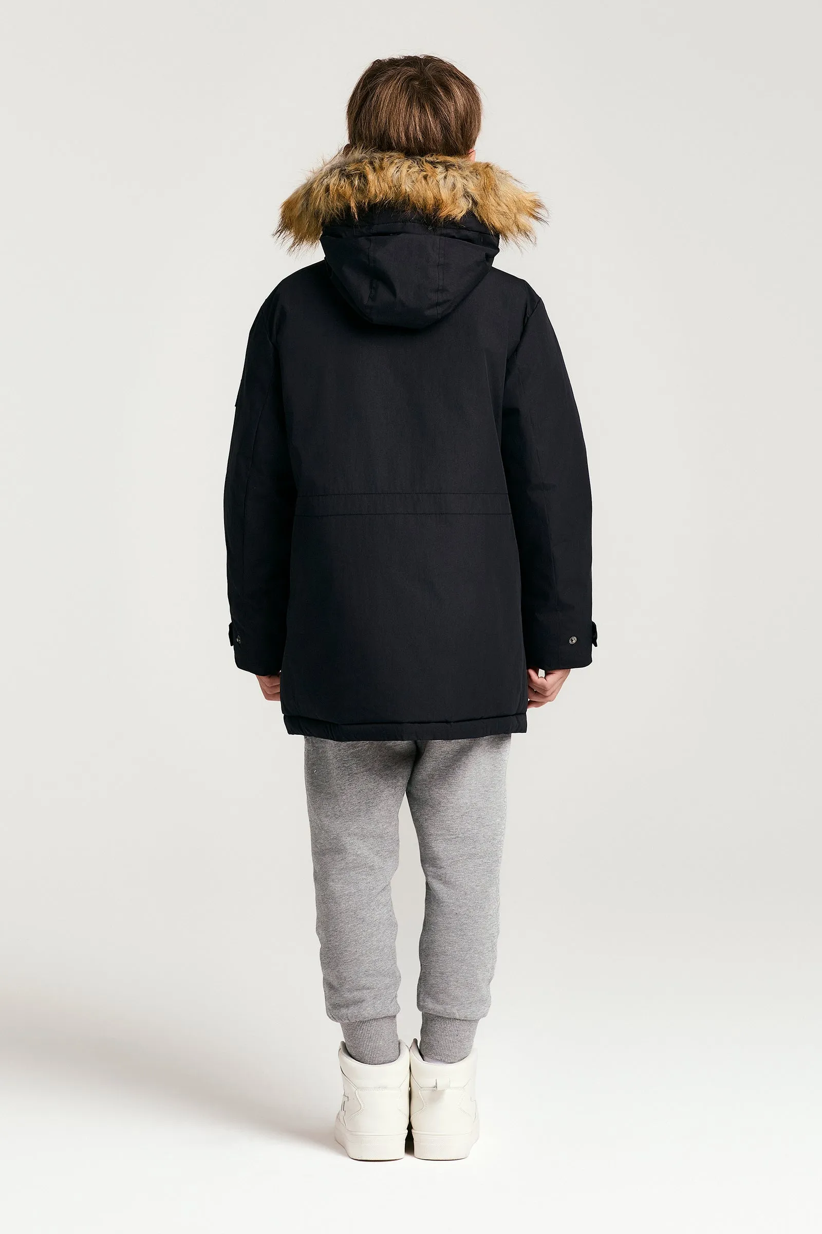 Long down jacket with front pockets