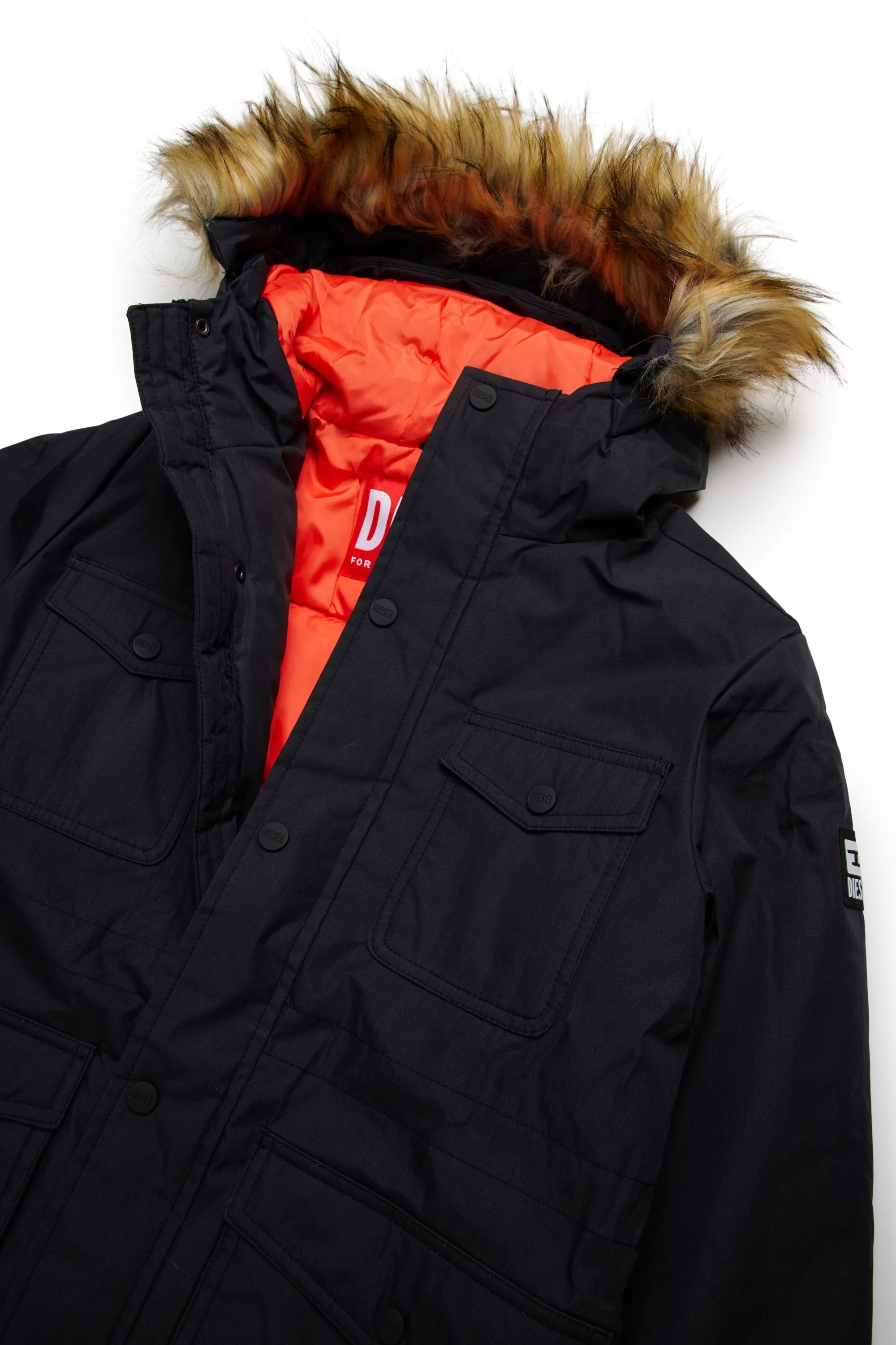 Long down jacket with front pockets