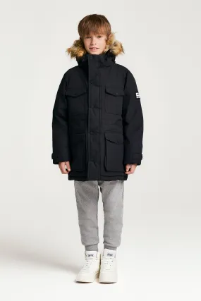 Long down jacket with front pockets